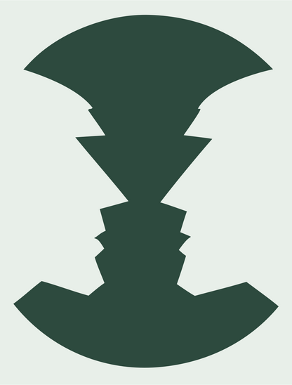 Negative Space Stacked Chevrons Gemini Mark #e8efe9/#2d4a3e