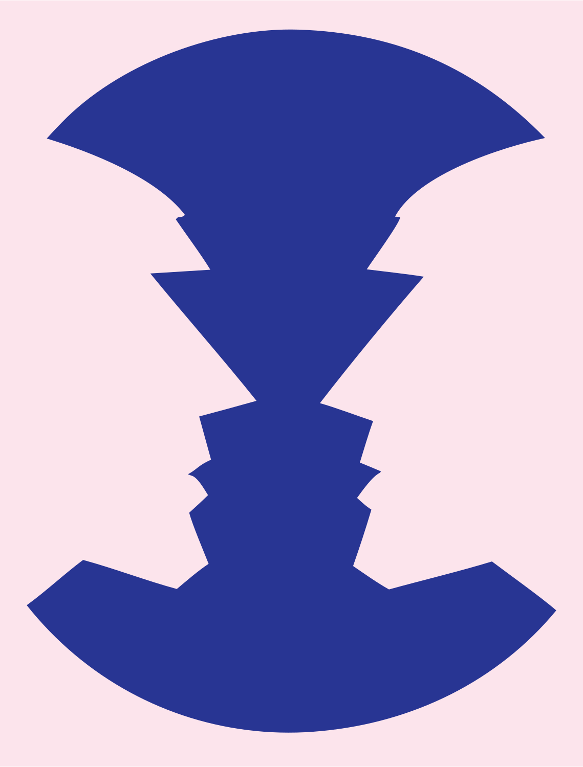 Negative Space Stacked Chevrons Gemini Mark #fce4ec/#283593