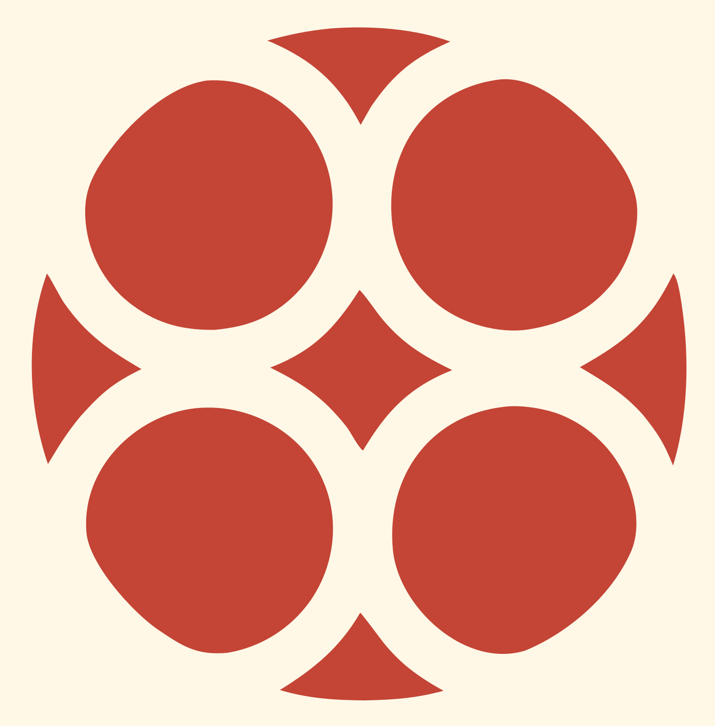 Four Circles Cluster Emblem #fff8e7/#c44536