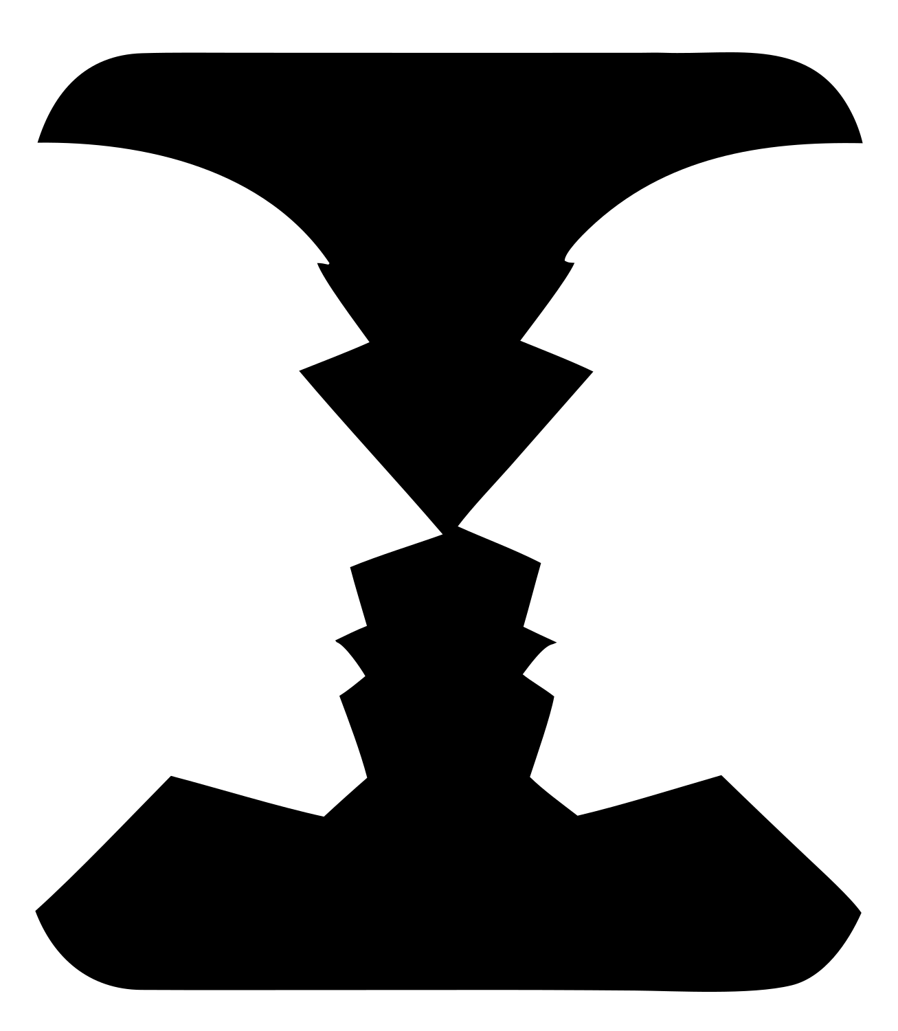 Negative Space Hourglass Faces Crest #ffffff/#000000