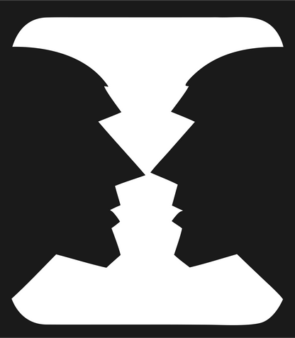 Negative Space Hourglass Faces Crest #1a1a1a/#ffffff