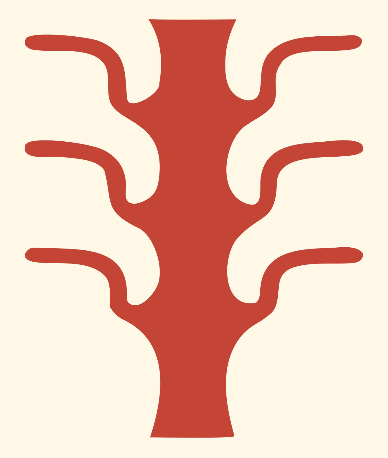 Bare Tree Branches Mark #fff8e7/#c44536