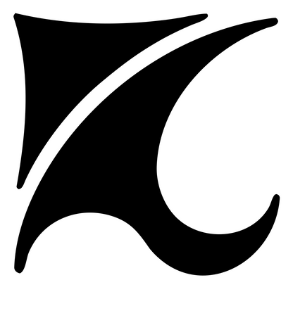 Negative Space Crescent Wave Mark #ffffff/#000000