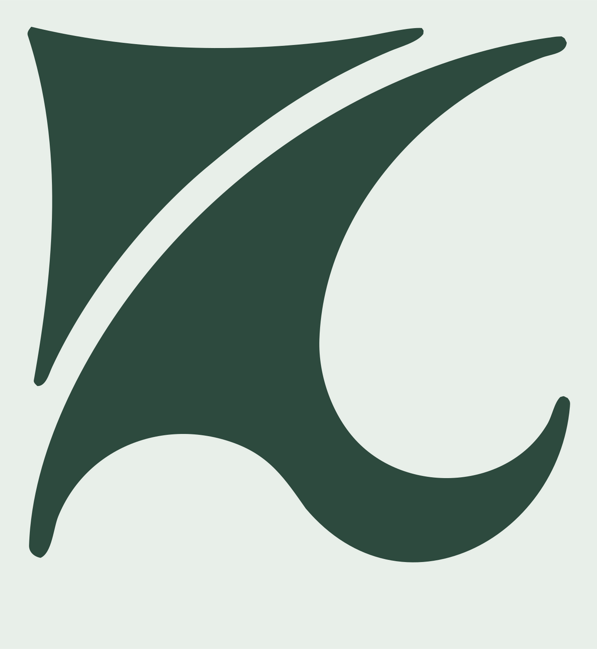 Negative Space Crescent Wave Mark #e8efe9/#2d4a3e