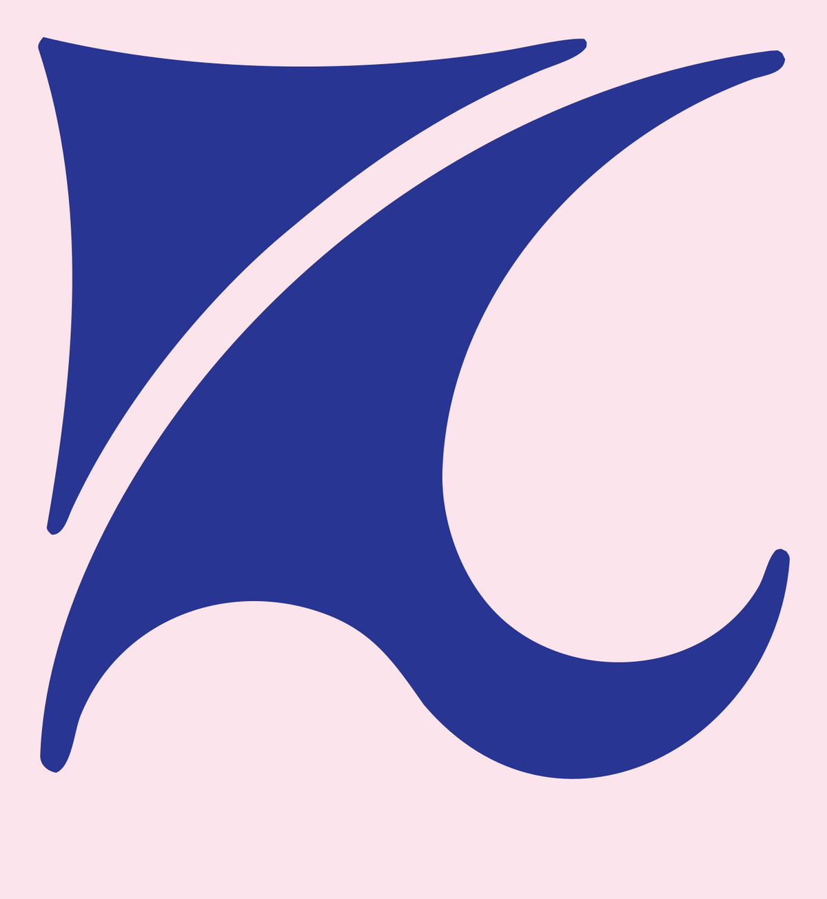 Negative Space Crescent Wave Mark #fce4ec/#283593