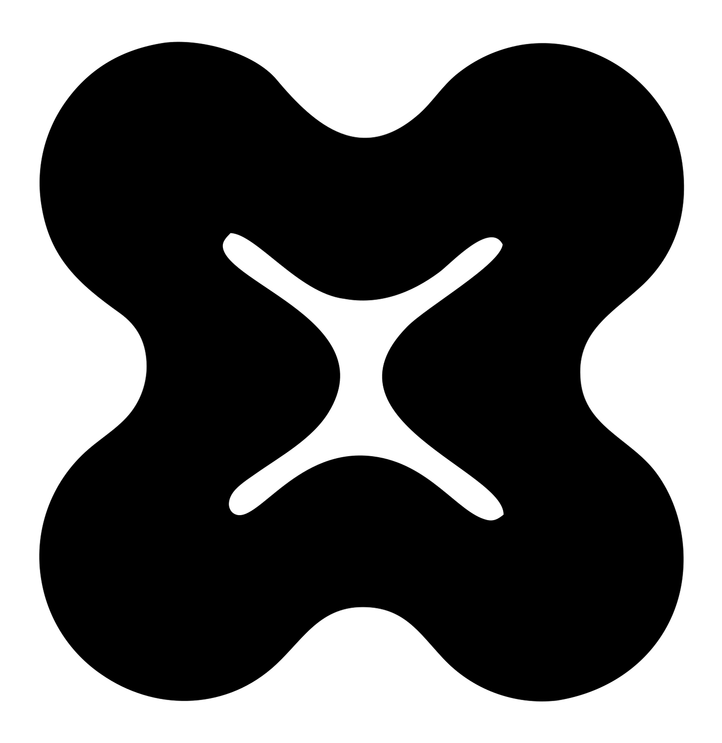 Bold Four-Lobe Clover Mark #ffffff/#000000