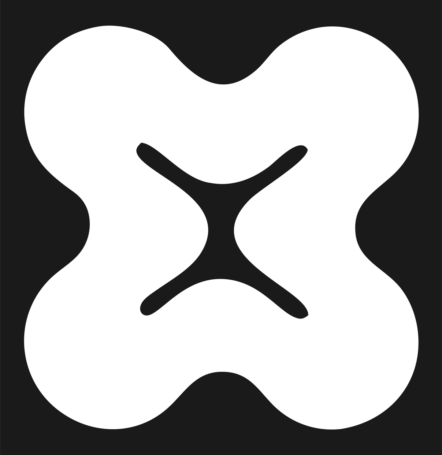 Bold Four-Lobe Clover Mark #1a1a1a/#ffffff