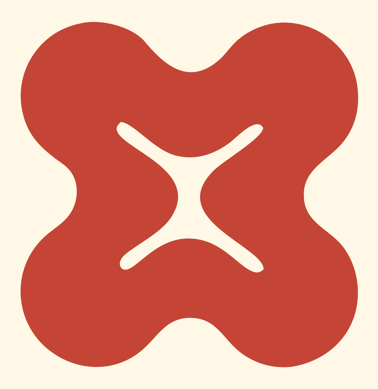 Bold Four-Lobe Clover Mark #fff8e7/#c44536