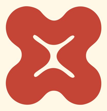 Bold Four-Lobe Clover Mark #fff8e7/#c44536