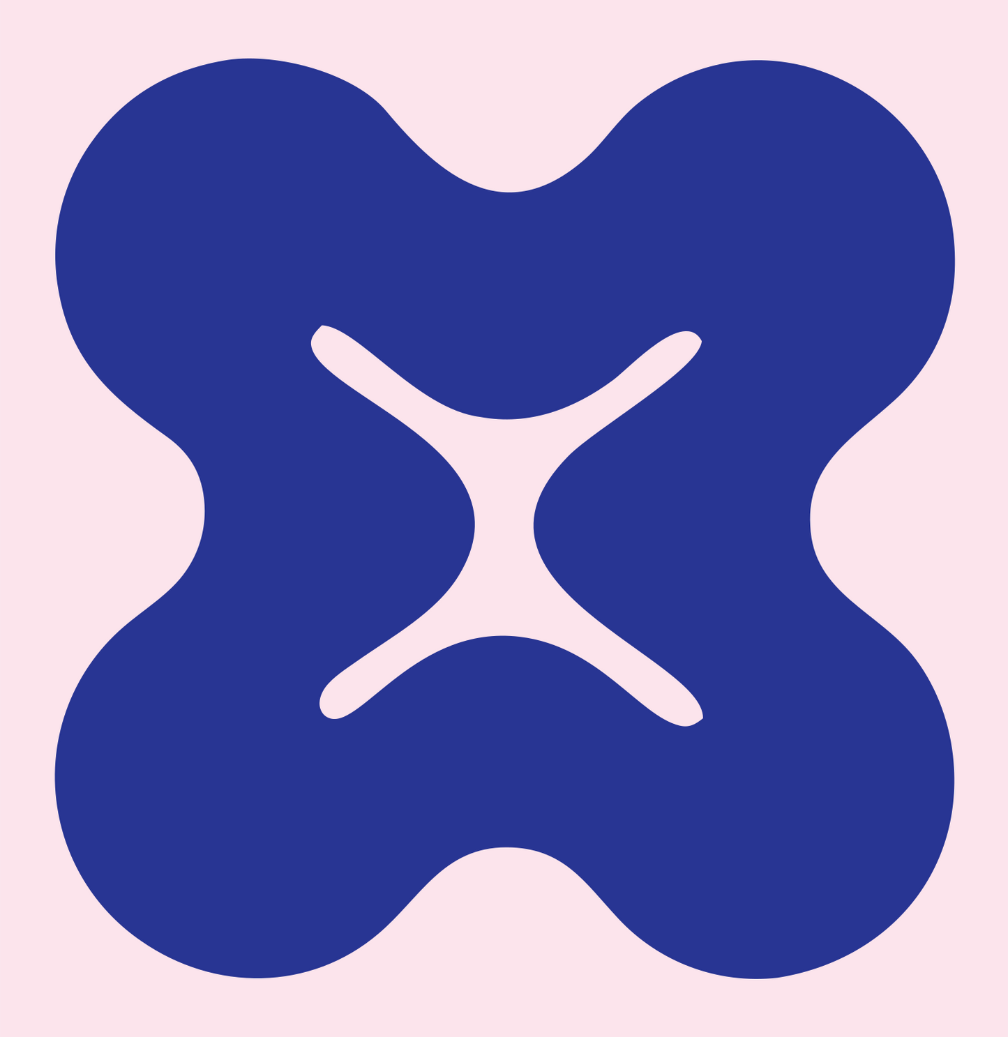 Bold Four-Lobe Clover Mark #fce4ec/#283593