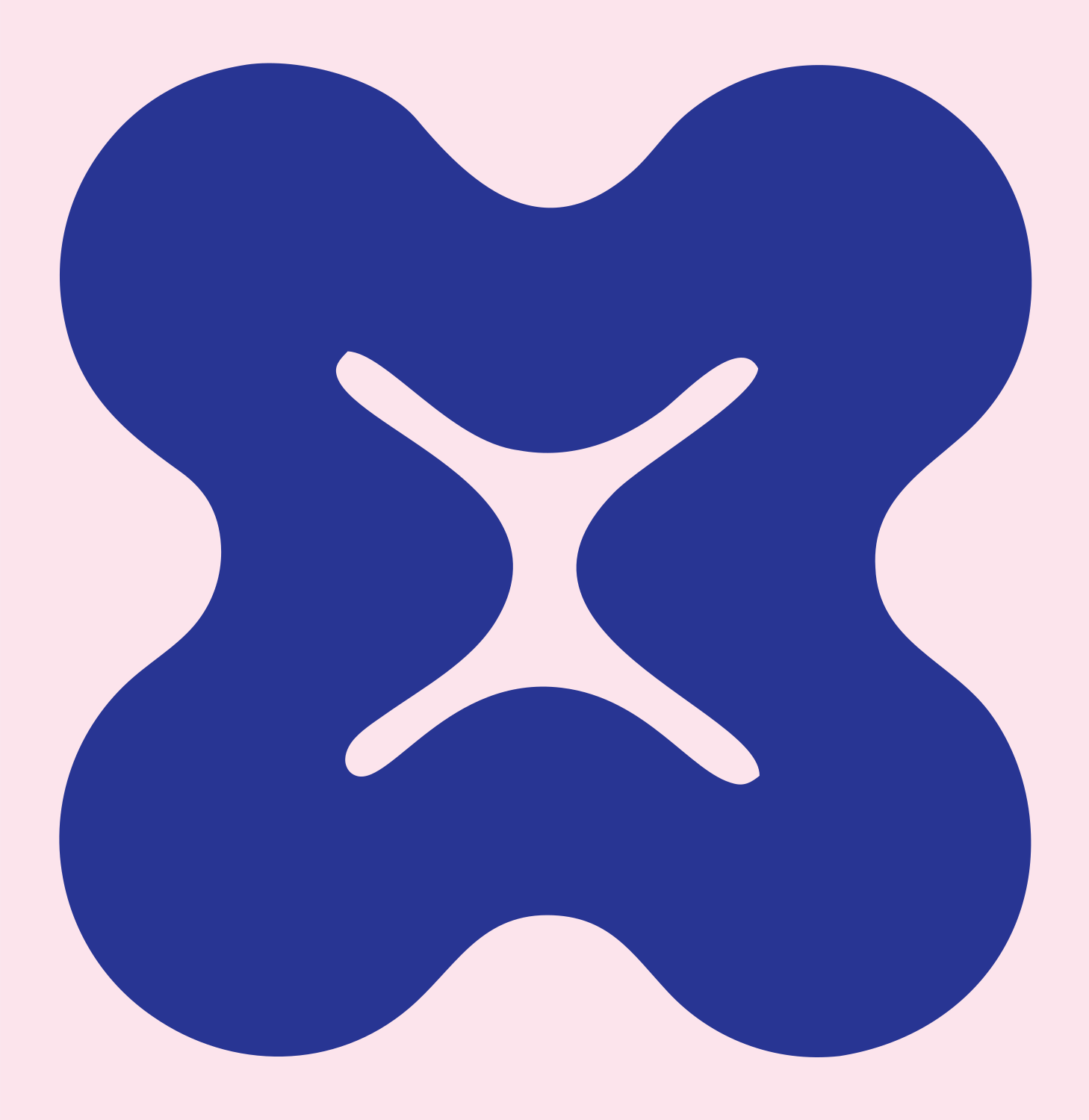 Bold Four-Lobe Clover Mark #fce4ec/#283593