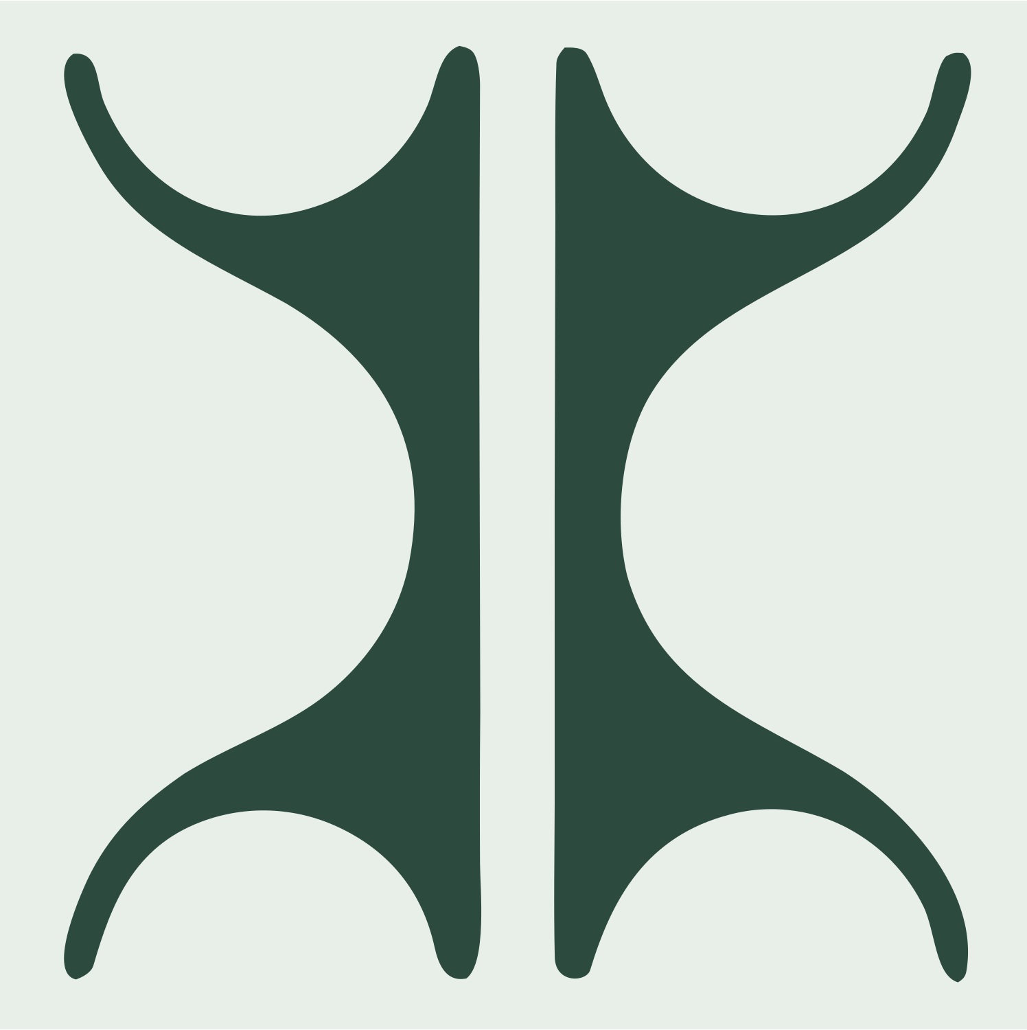 Mirrored Crab Claw Icon #e8efe9/#2d4a3e