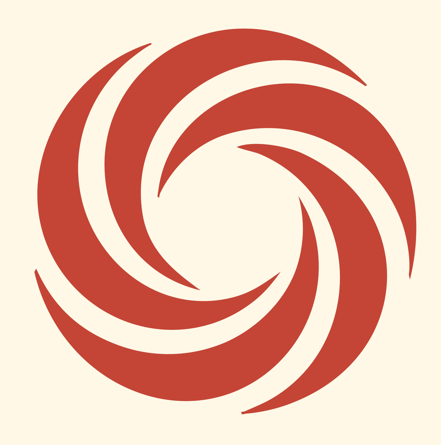 Vortex Swirl Spiral Mark #fff8e7/#c44536