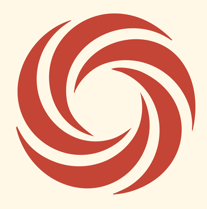 Vortex Swirl Spiral Mark #fff8e7/#c44536