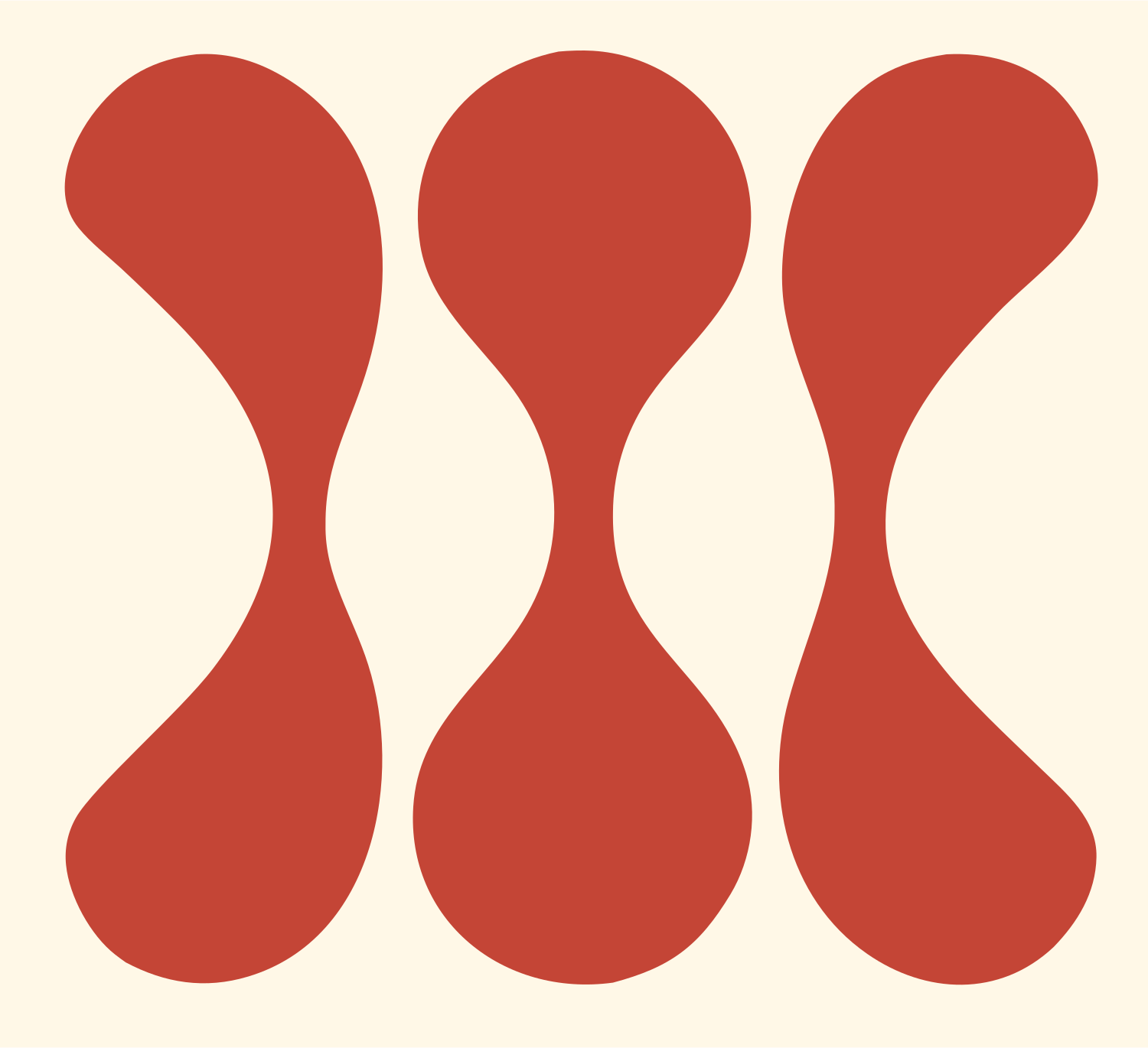 Triple Hourglass Shape Mark #fff8e7/#c44536