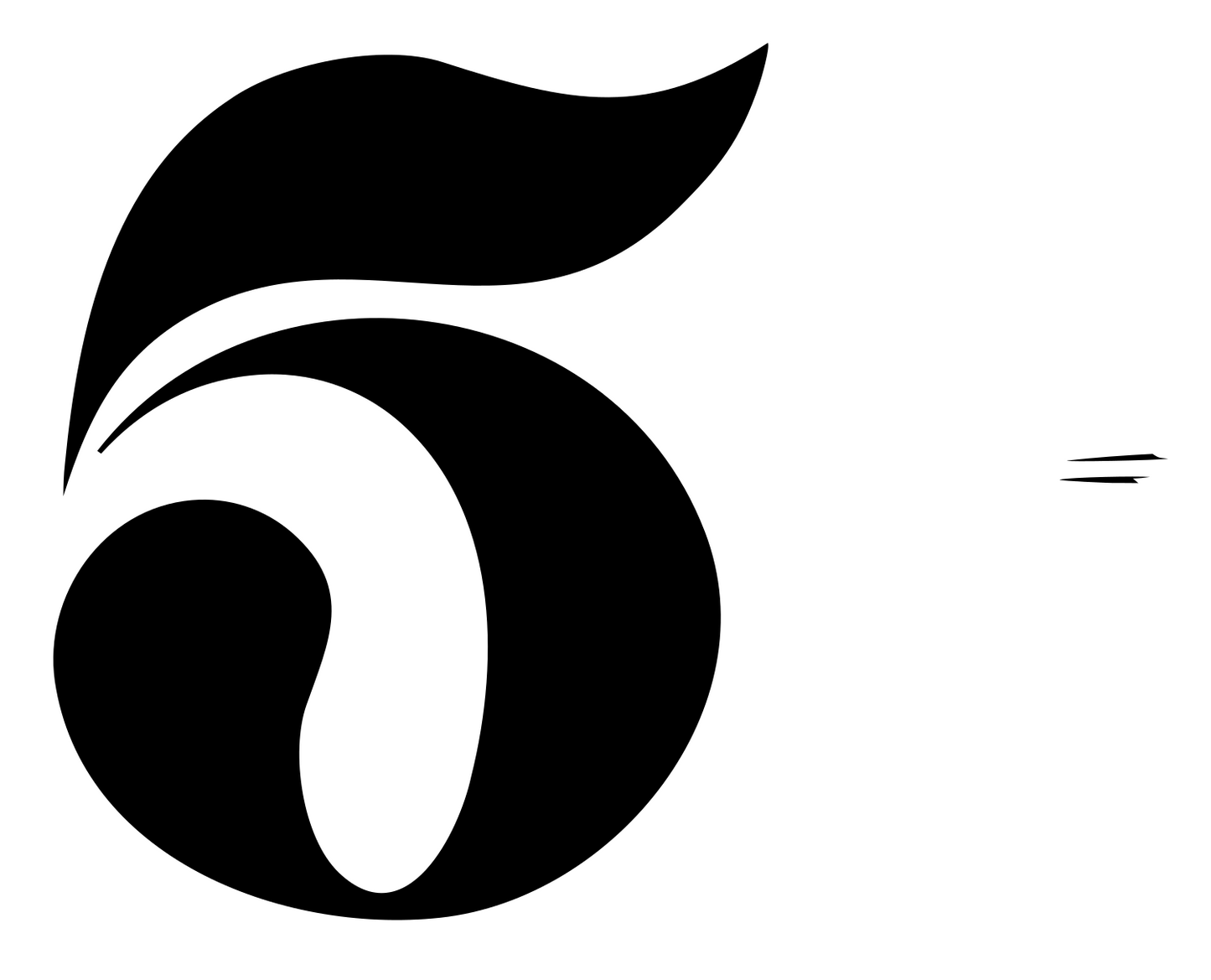 Hand-Drawn Number Five Mark #ffffff/#000000