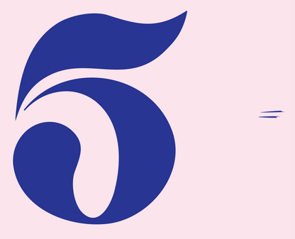 Hand-Drawn Number Five Mark #fce4ec/#283593