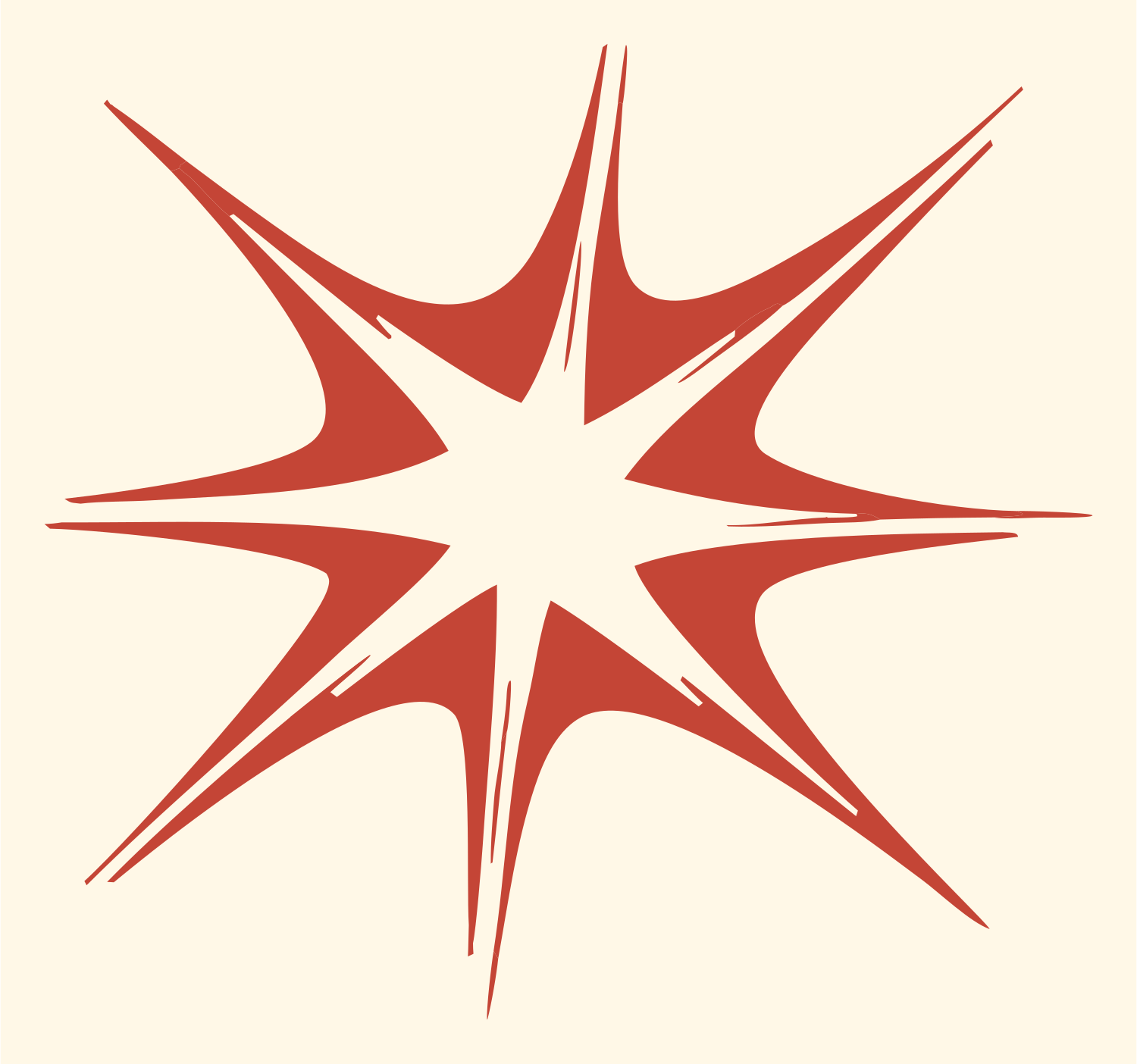 Hand-Drawn Eight-Point Star Badge #fff8e7/#c44536