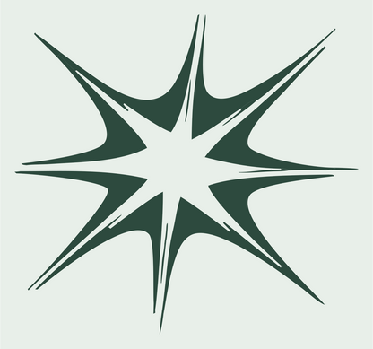 Hand-Drawn Eight-Point Star Badge #e8efe9/#2d4a3e