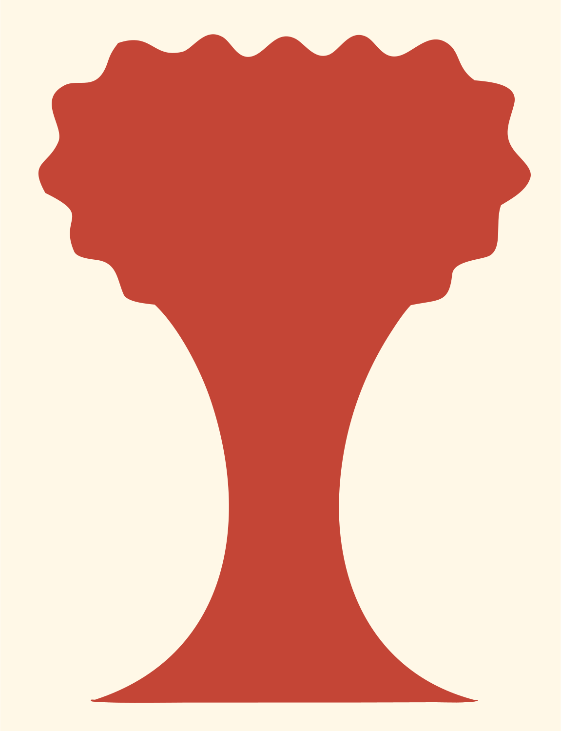 Silhouette Oak Tree Badge #fff8e7/#c44536