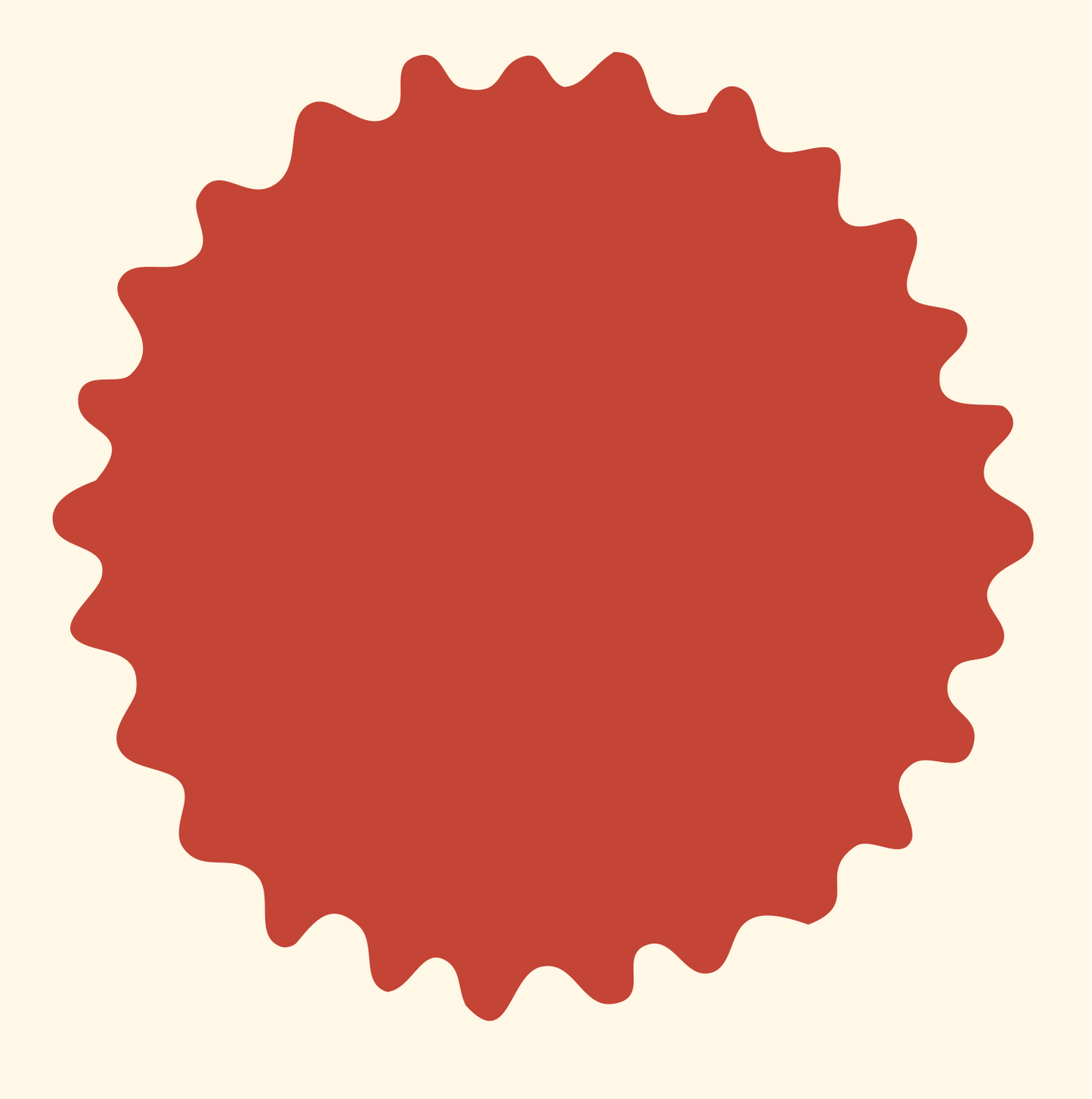 Wavy Starburst Badge #fff8e7/#c44536