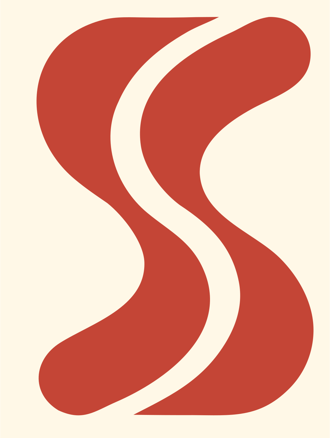 Double S Curve Logo #fff8e7/#c44536