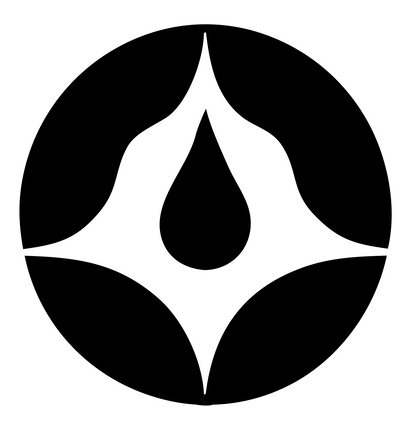 Negative Space Water Drop Circle Badge #ffffff/#000000