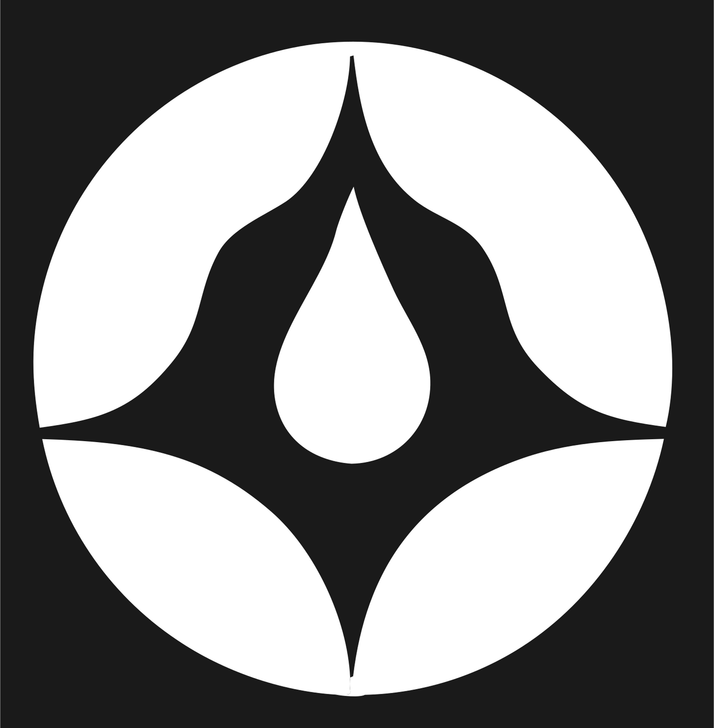 Negative Space Water Drop Circle Badge #1a1a1a/#ffffff