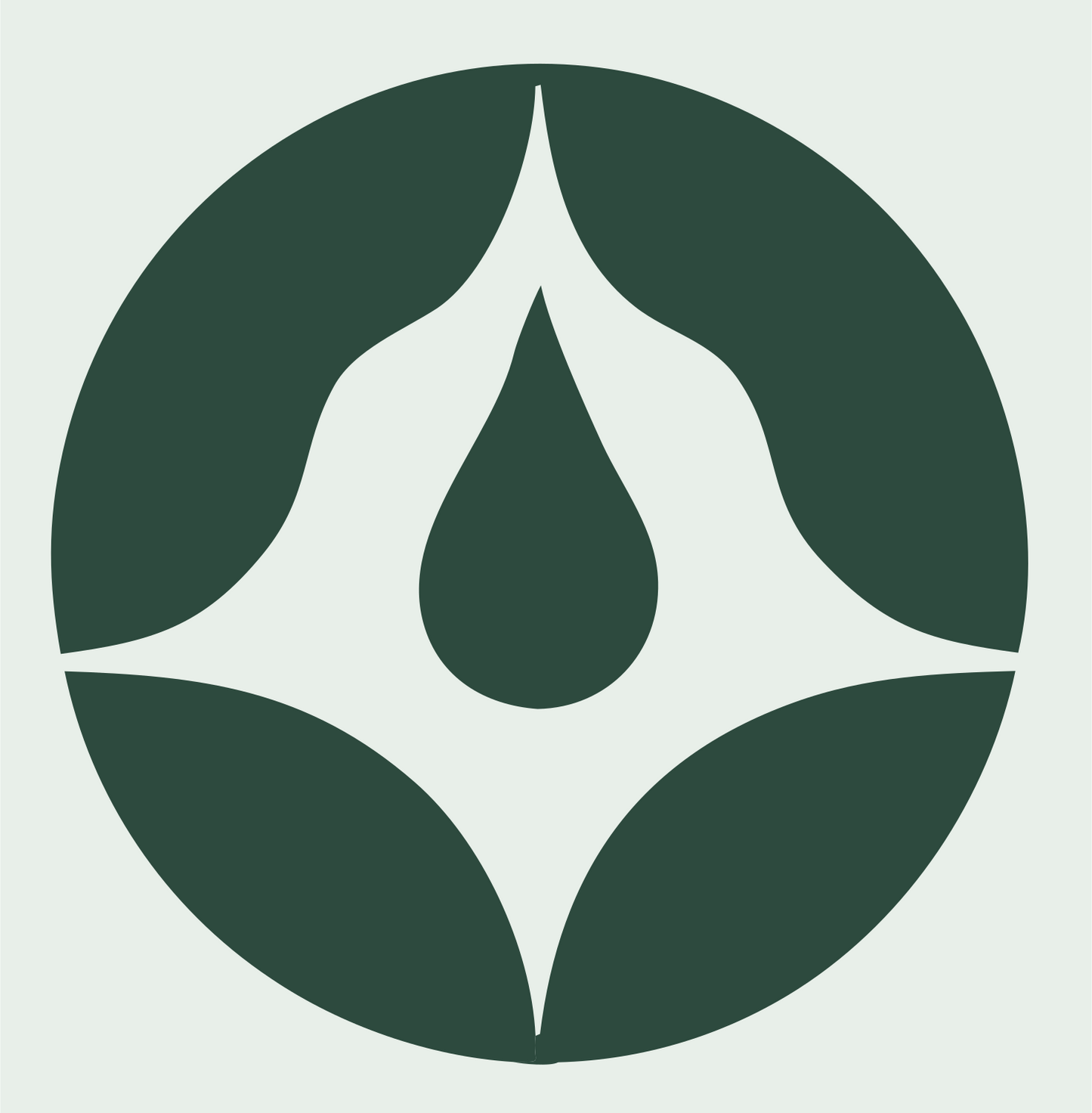 Negative Space Water Drop Circle Badge #e8efe9/#2d4a3e