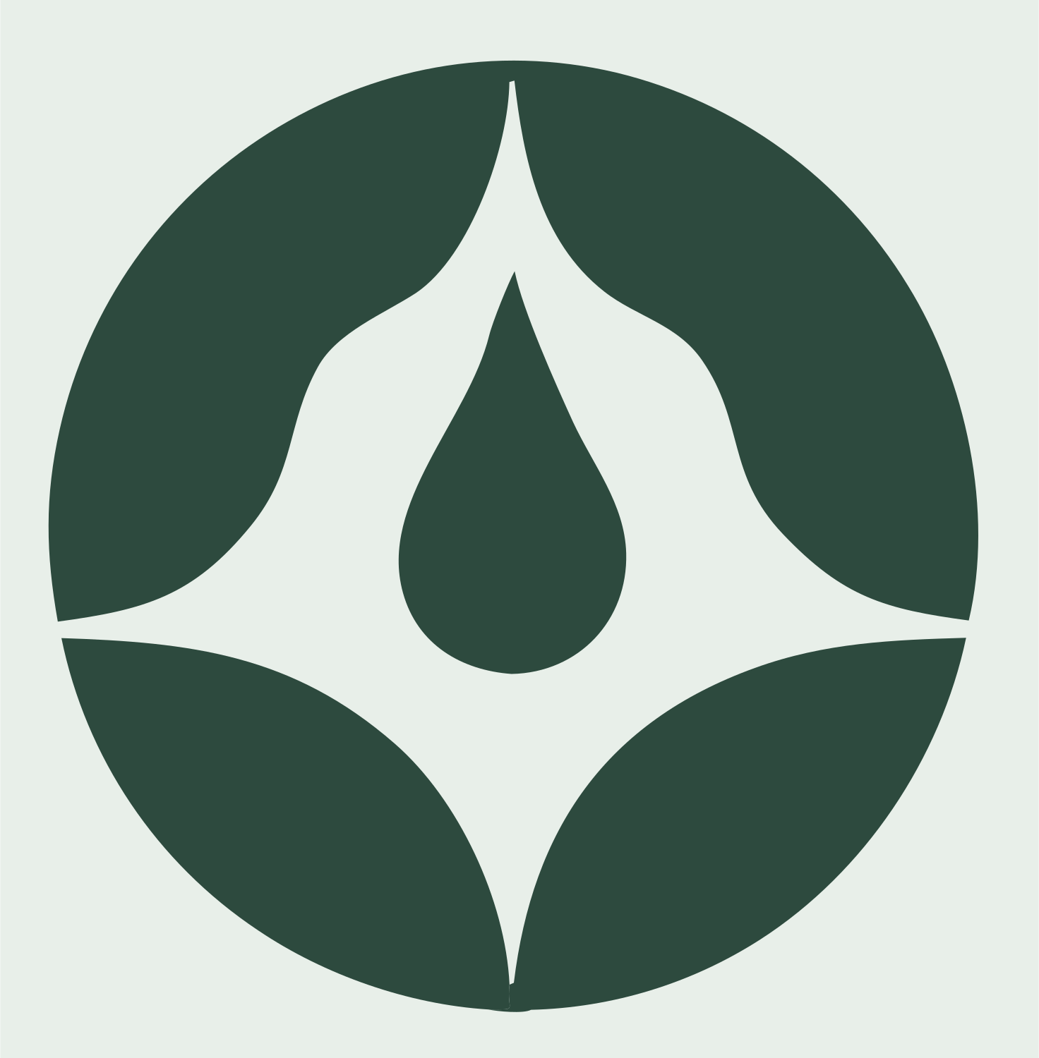 Negative Space Water Drop Circle Badge #e8efe9/#2d4a3e