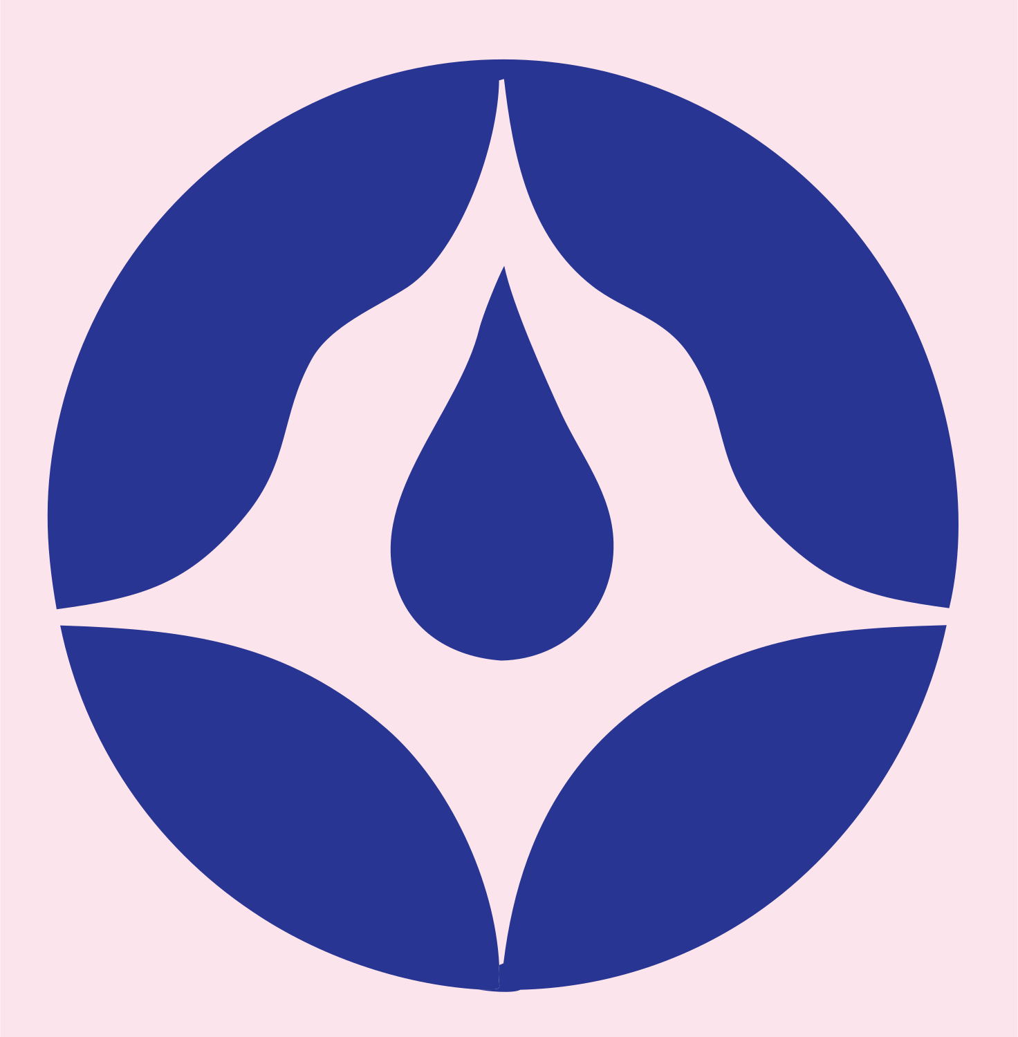 Negative Space Water Drop Circle Badge #fce4ec/#283593