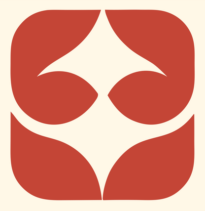 Negative Space Four-Point Star Badge #fff8e7/#c44536