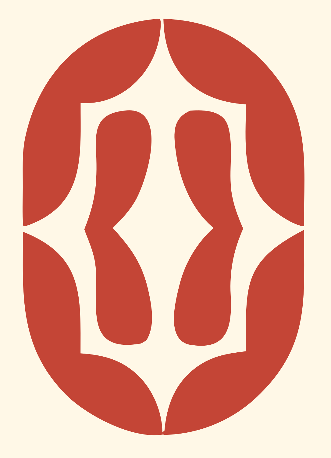Negative Space Oval Shield Mark #fff8e7/#c44536