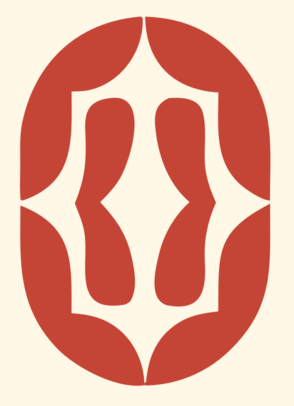 Negative Space Oval Shield Mark #fff8e7/#c44536