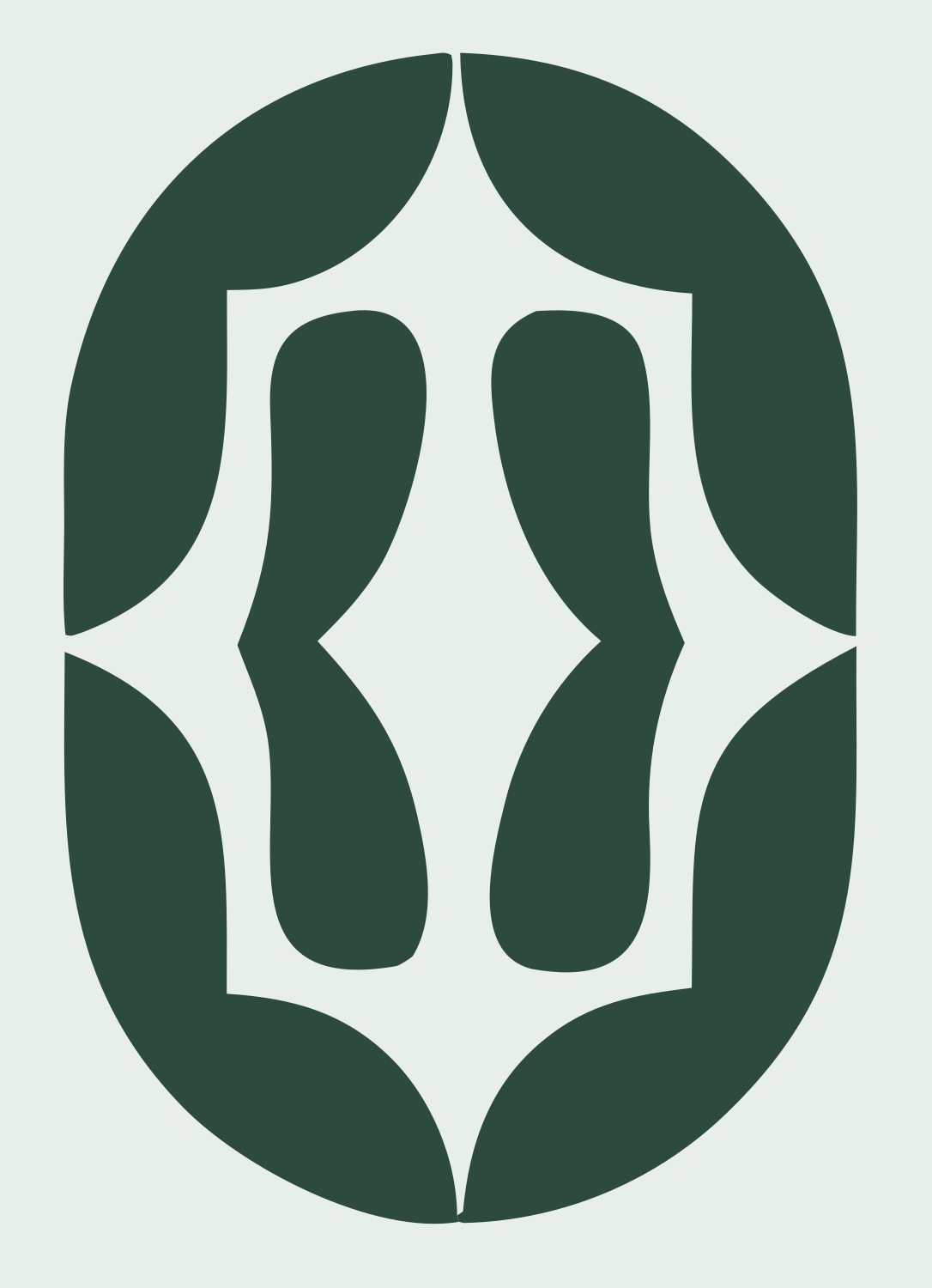 Negative Space Oval Shield Mark #e8efe9/#2d4a3e