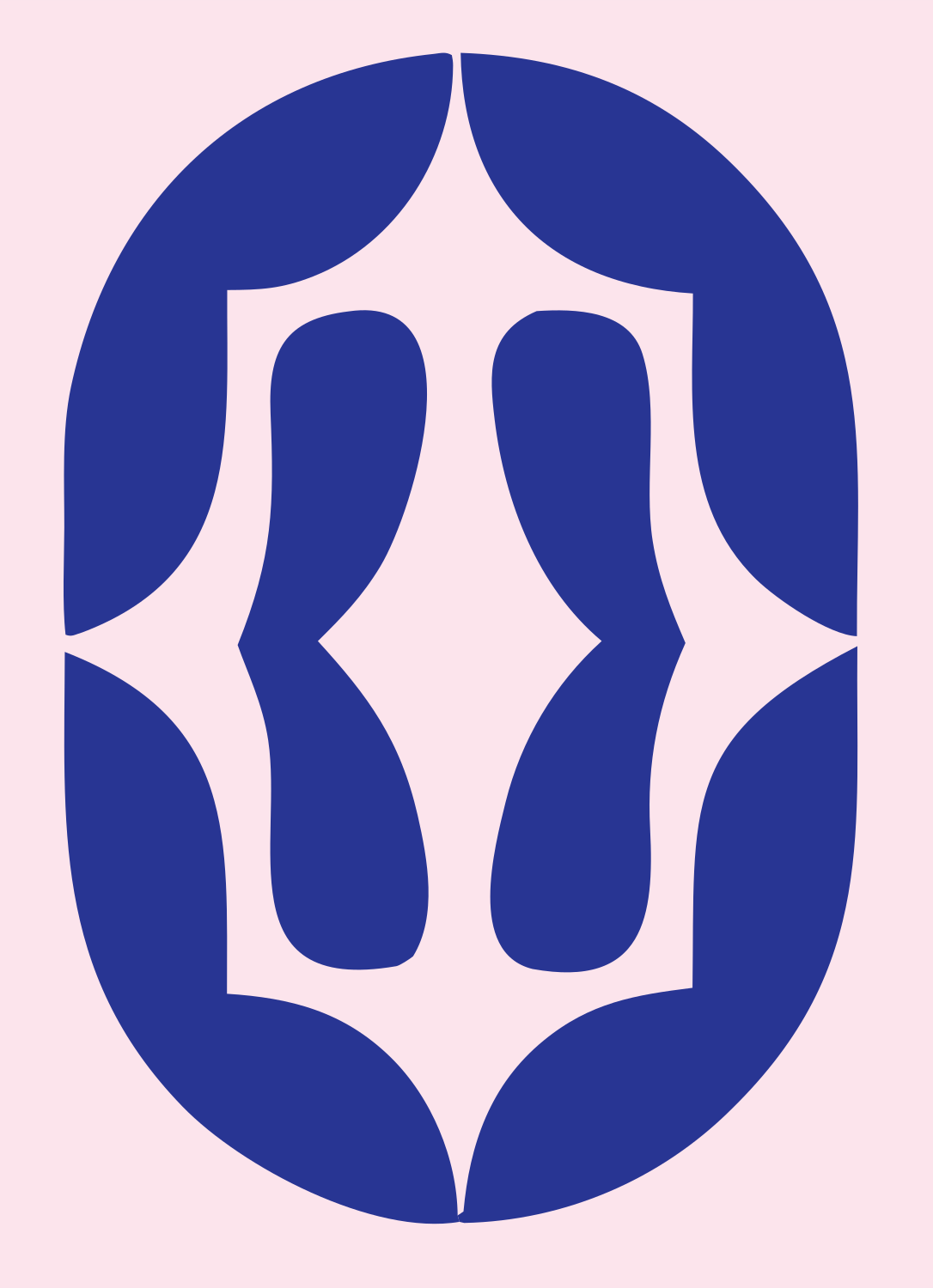 Negative Space Oval Shield Mark #fce4ec/#283593