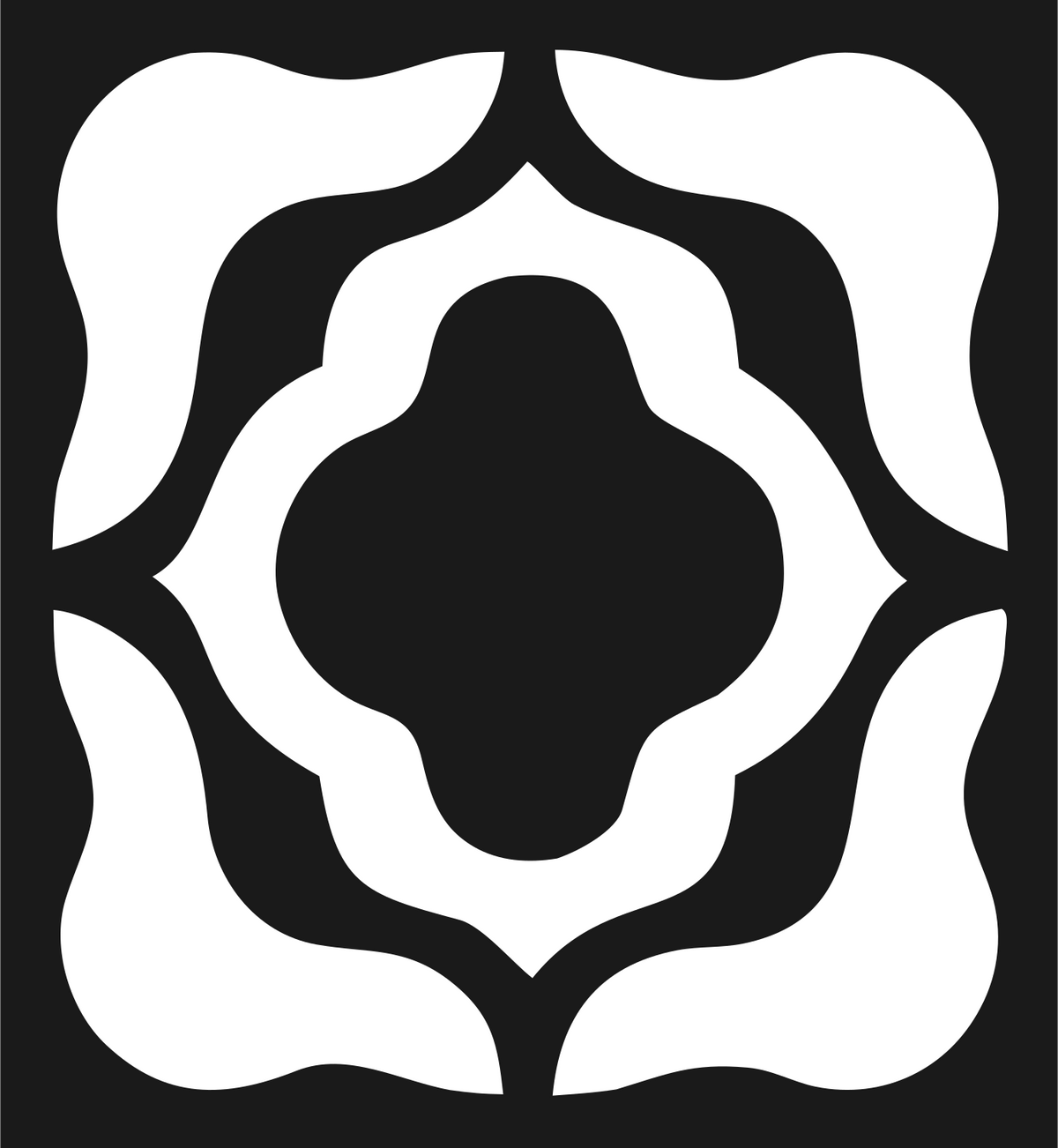 Negative Space Quatrefoil Tile Mark #1a1a1a/#ffffff