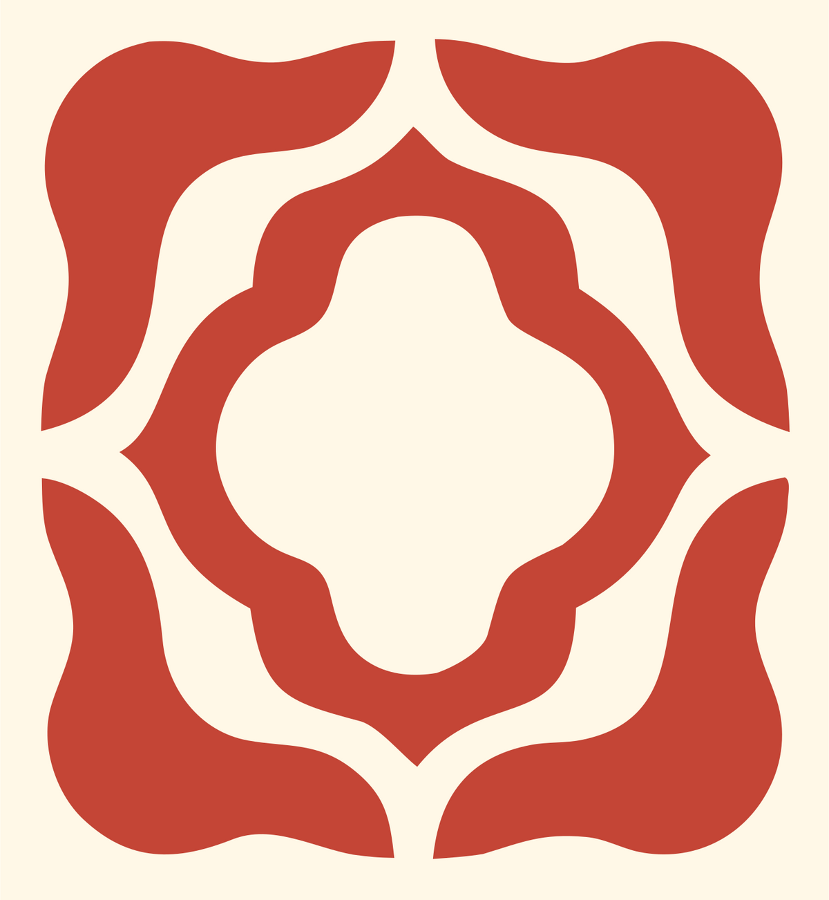 Negative Space Quatrefoil Tile Mark #fff8e7/#c44536