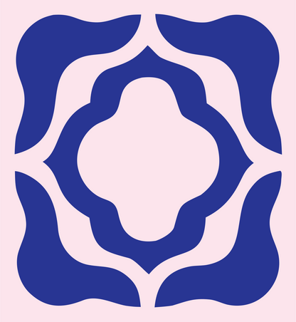 Negative Space Quatrefoil Tile Mark #fce4ec/#283593