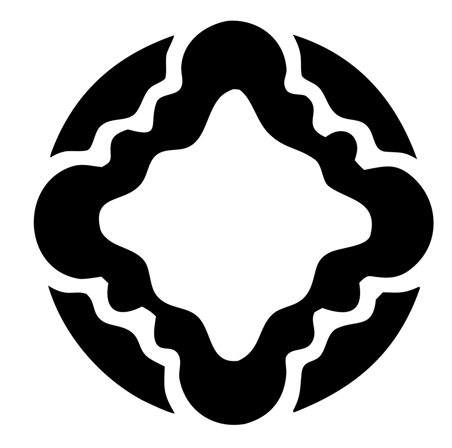 Negative Space Rosette Circle Emblem #ffffff/#000000