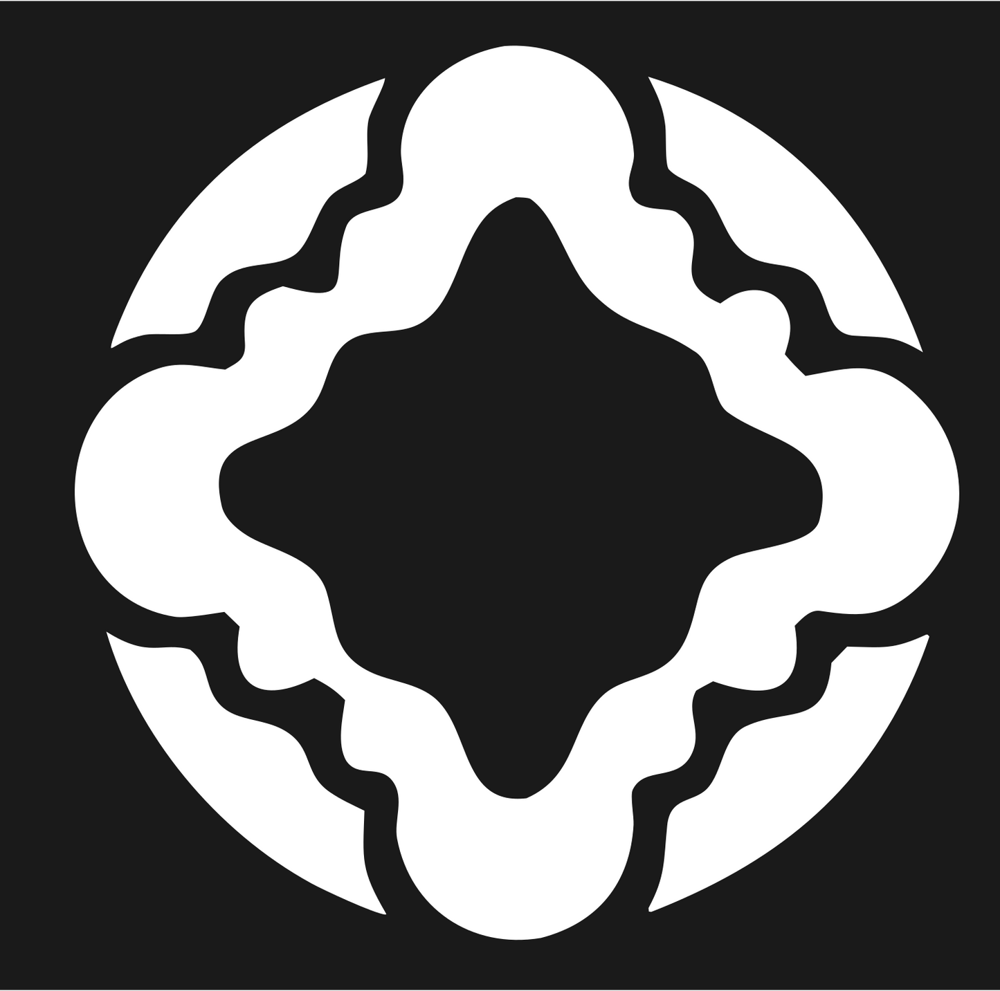 Negative Space Rosette Circle Emblem #1a1a1a/#ffffff