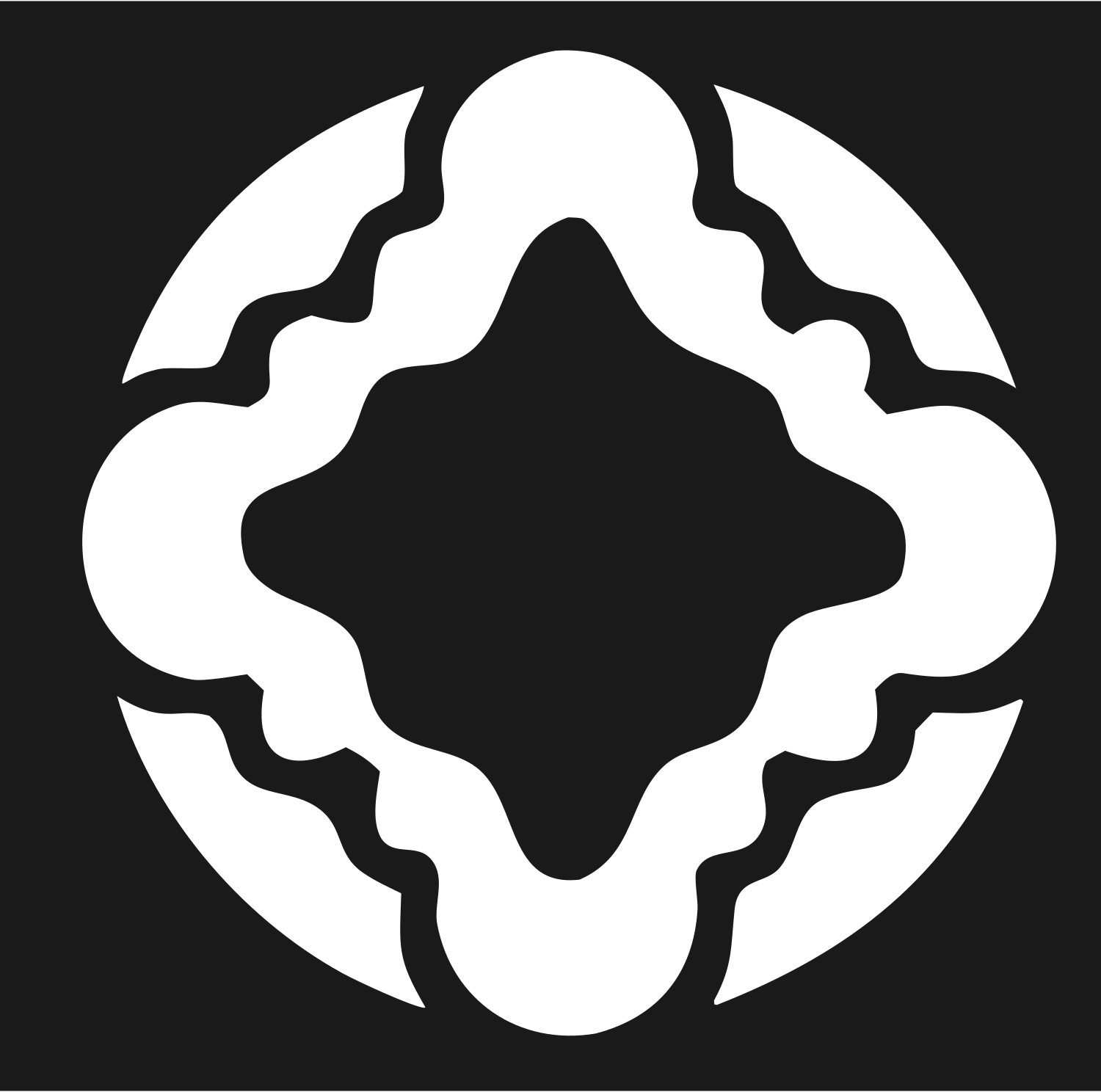 Negative Space Rosette Circle Emblem #1a1a1a/#ffffff