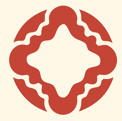 Negative Space Rosette Circle Emblem #fff8e7/#c44536