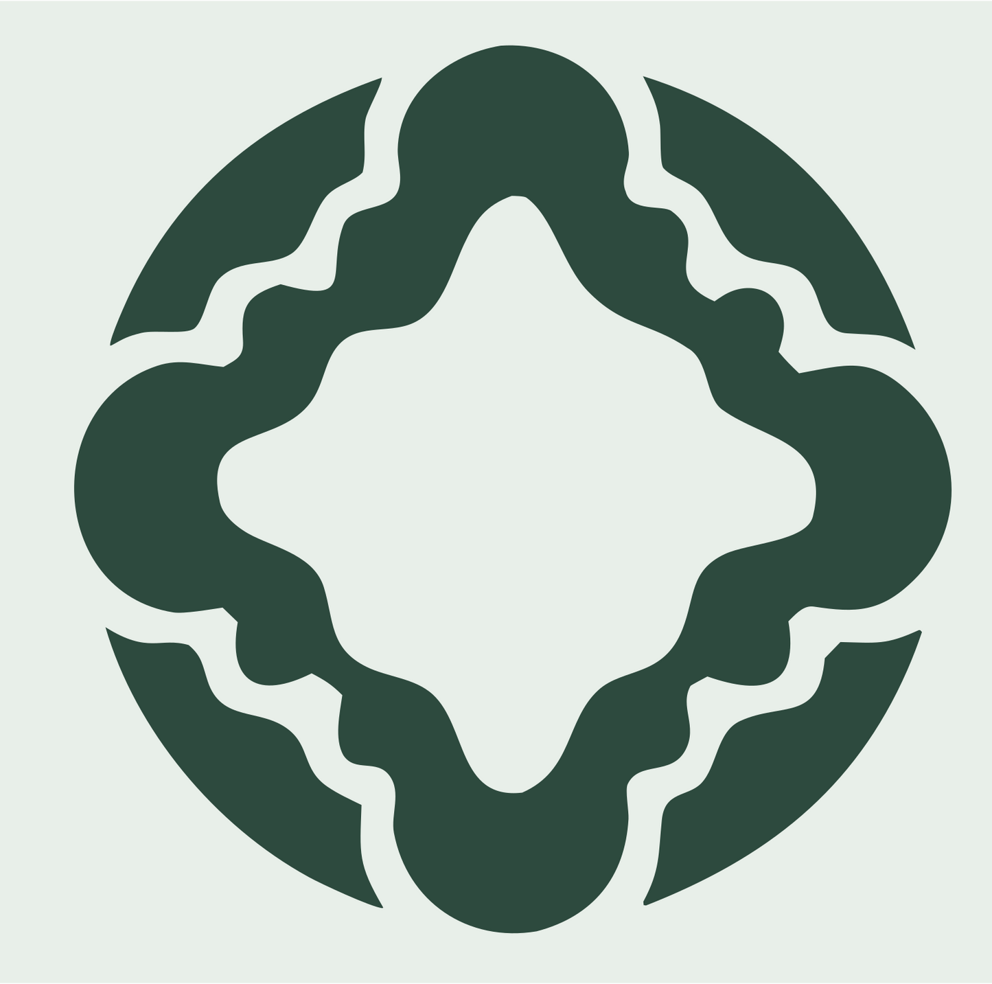 Negative Space Rosette Circle Emblem #e8efe9/#2d4a3e