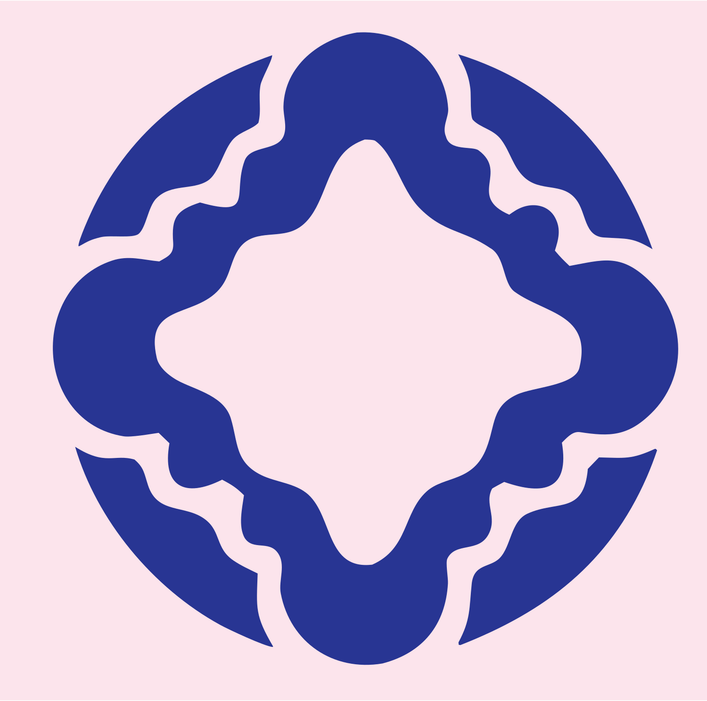 Negative Space Rosette Circle Emblem #fce4ec/#283593
