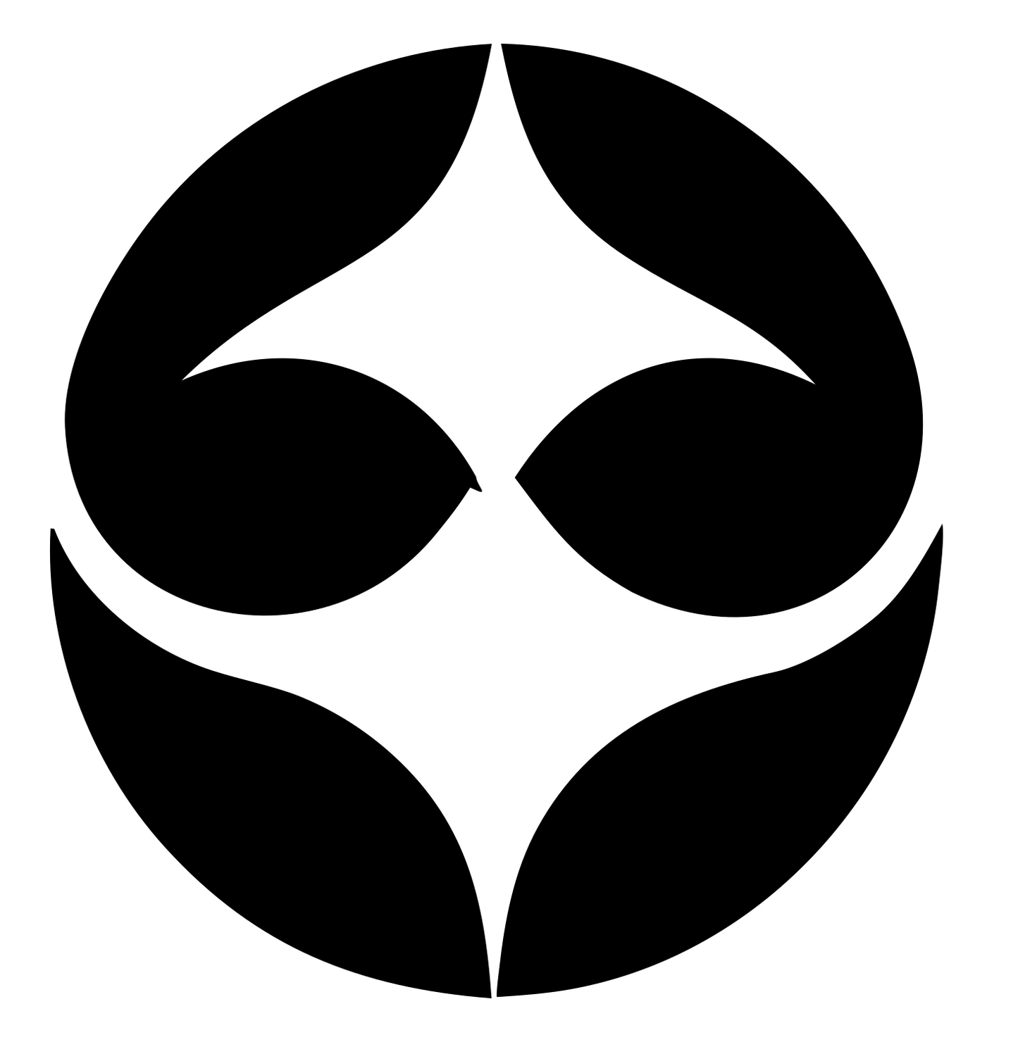 Negative Space Four-Point Star Circle Badge #ffffff/#000000
