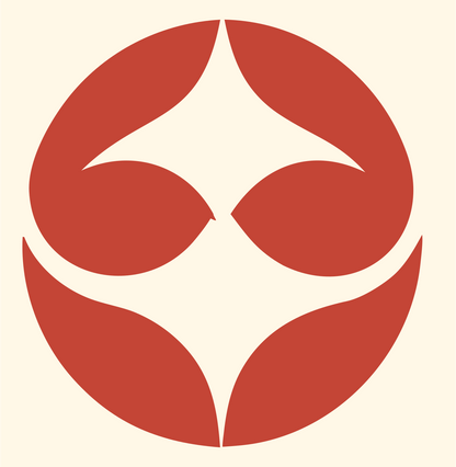 Negative Space Four-Point Star Circle Badge #fff8e7/#c44536