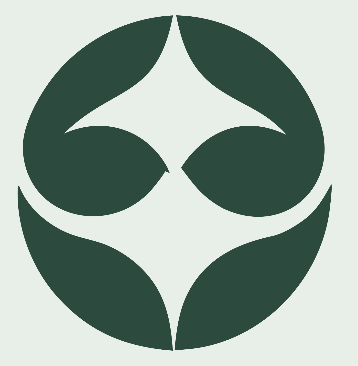 Negative Space Four-Point Star Circle Badge #e8efe9/#2d4a3e