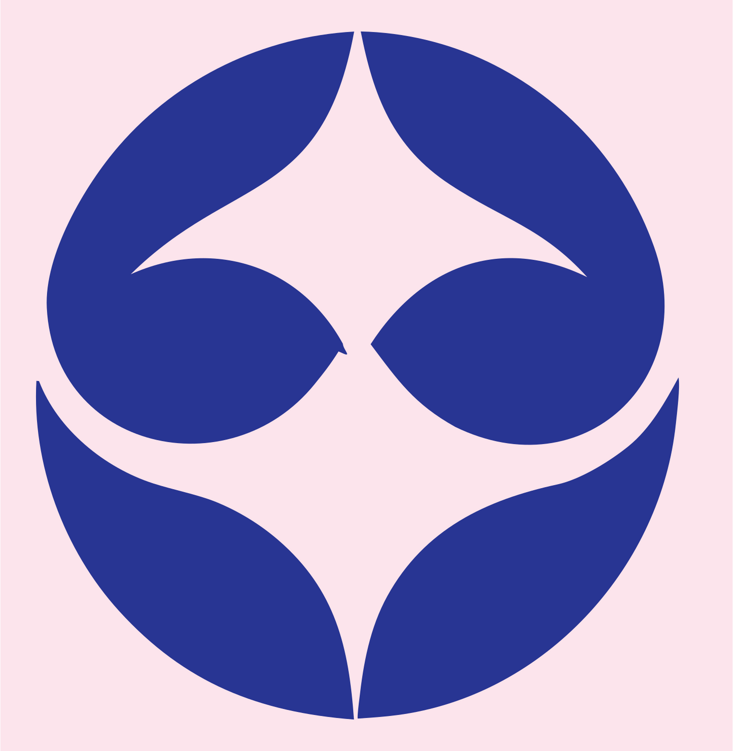 Negative Space Four-Point Star Circle Badge #fce4ec/#283593