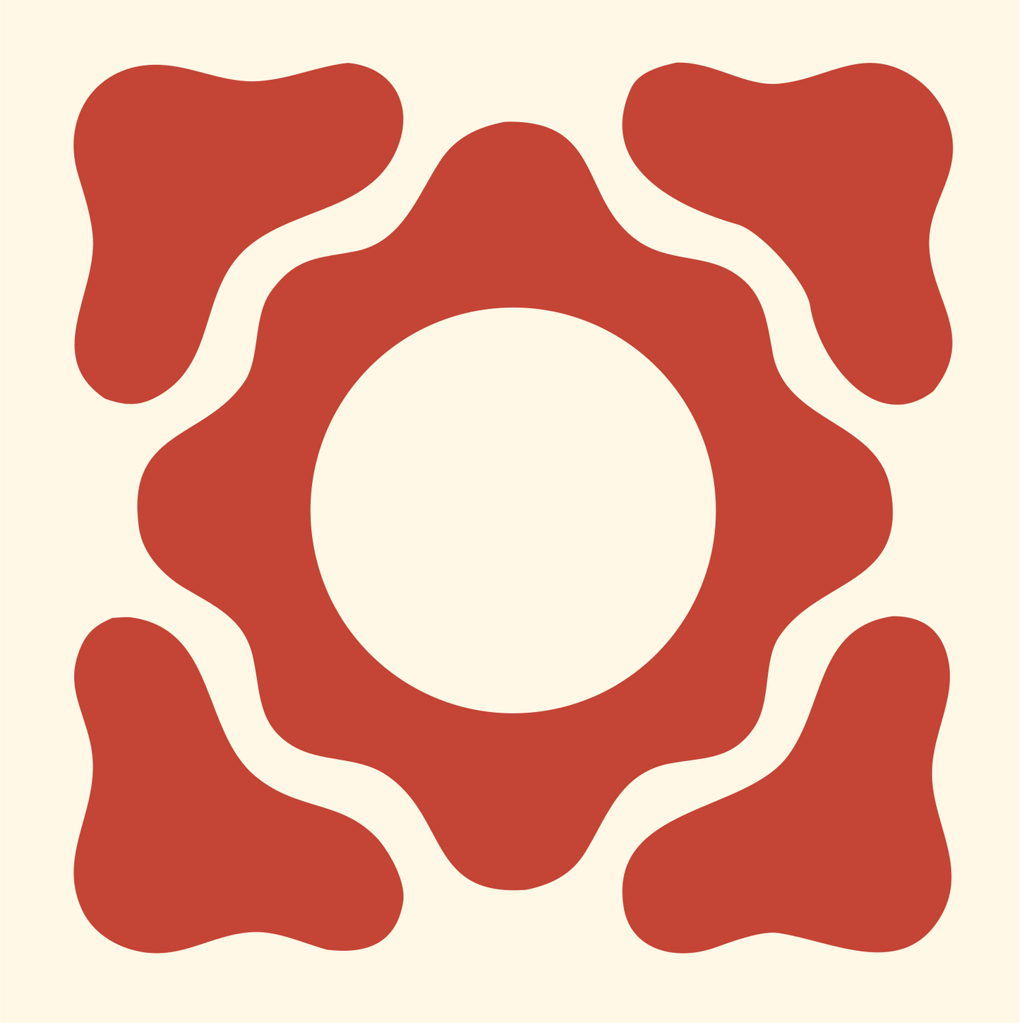 Negative Space Gear Crest #fff8e7/#c44536